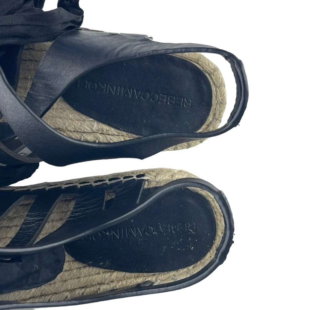 REBECCA MINKOFF GEMMA LEATHER LACE UP GLADIATOR CAGE ESPADRILLE SANDALS